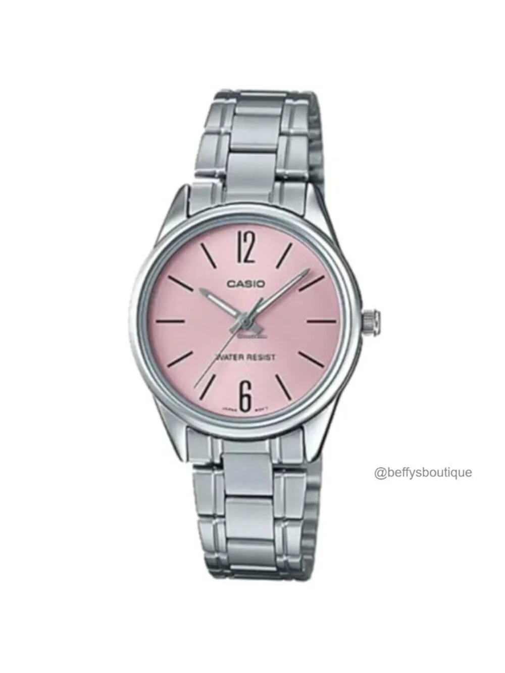 Casio LTP-V005D-4B Women's Standard Stainless Steel Pink Dial 3-Hand Analog